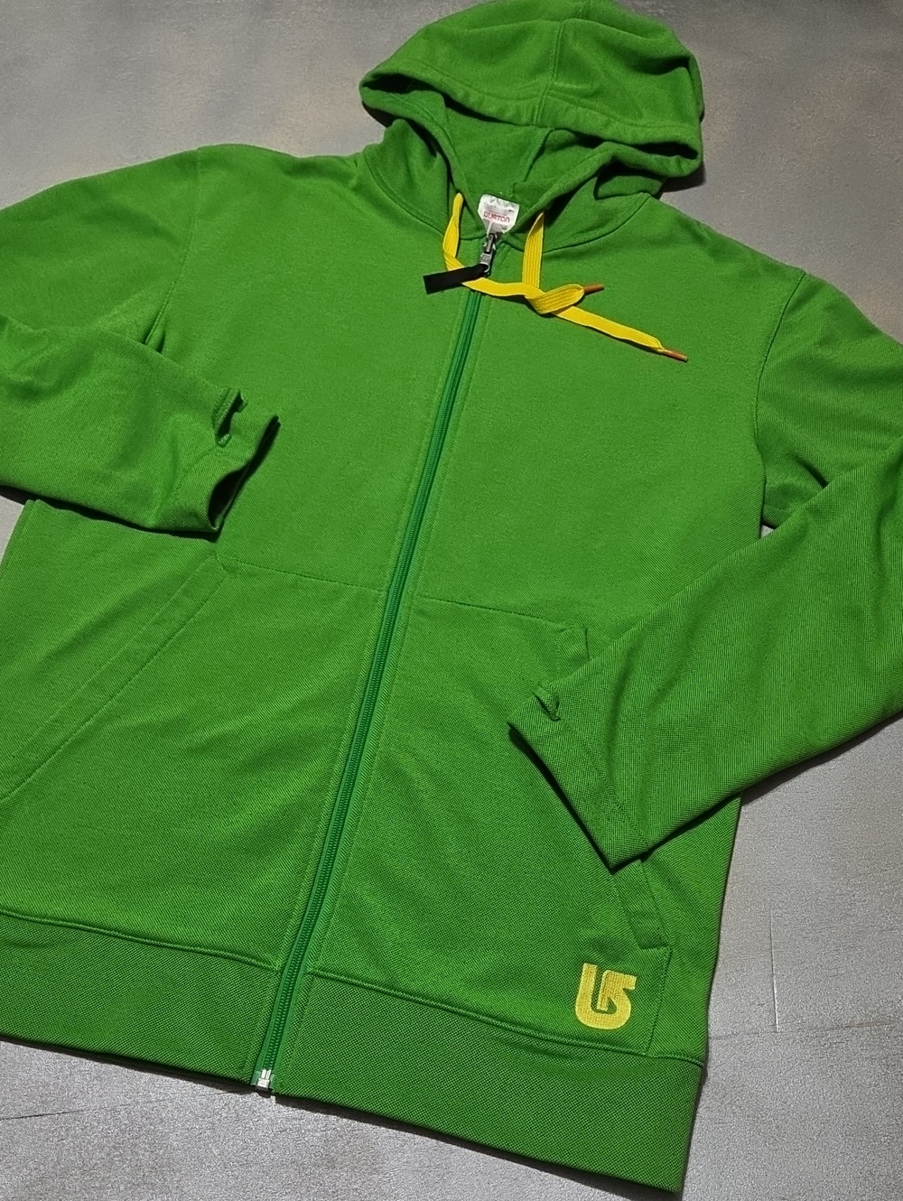Burton Bright Green Hoodie with Yellow Drawcords DRY RIDE